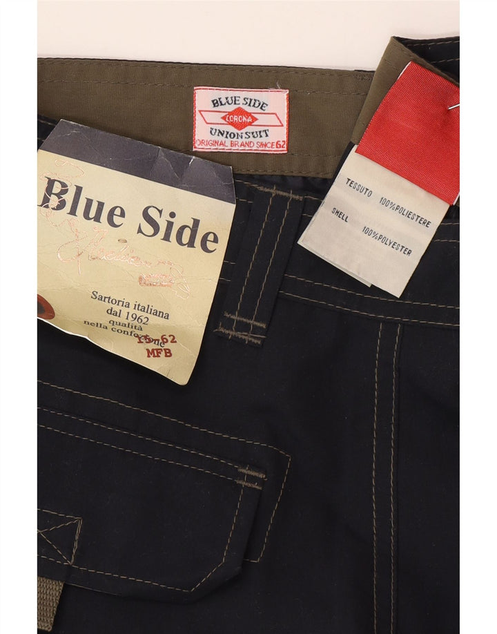 Pantaloncini cargo da uomo con lato blu, grandi W34 in poliestere blu navy