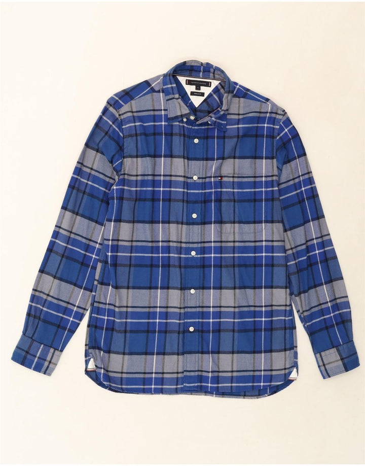 TOMMY HILFIGER Mens Regular Fit Flannel Shirt Medium Blue Check Vintage Tommy Hilfiger and Second-Hand Tommy Hilfiger from Messina Hembry 