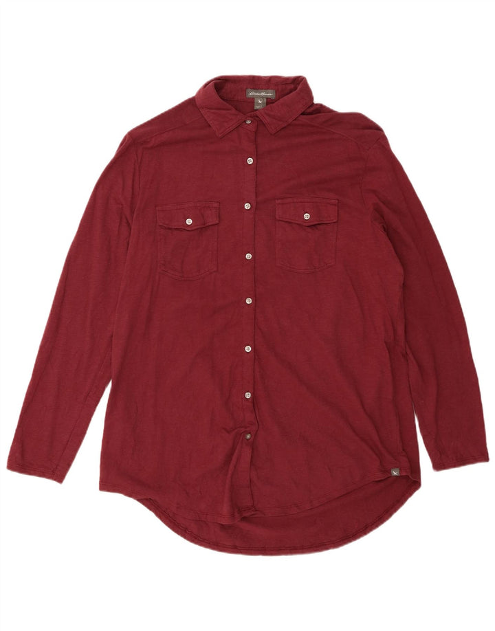 Camicia da donna EDDIE BAUER UK 16 Large Maroon Cotton