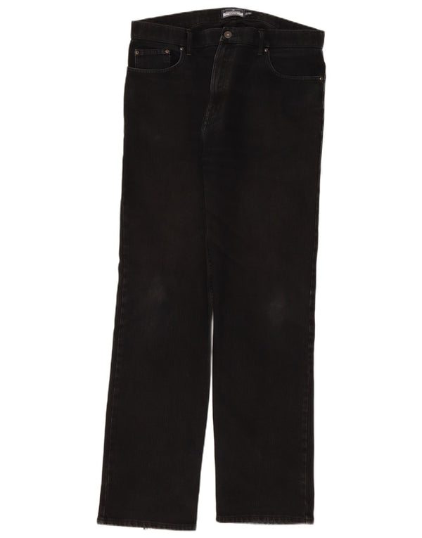 Jeans dritti da uomo Marks & Spencer blu Harbour W36 L33 cotone nero