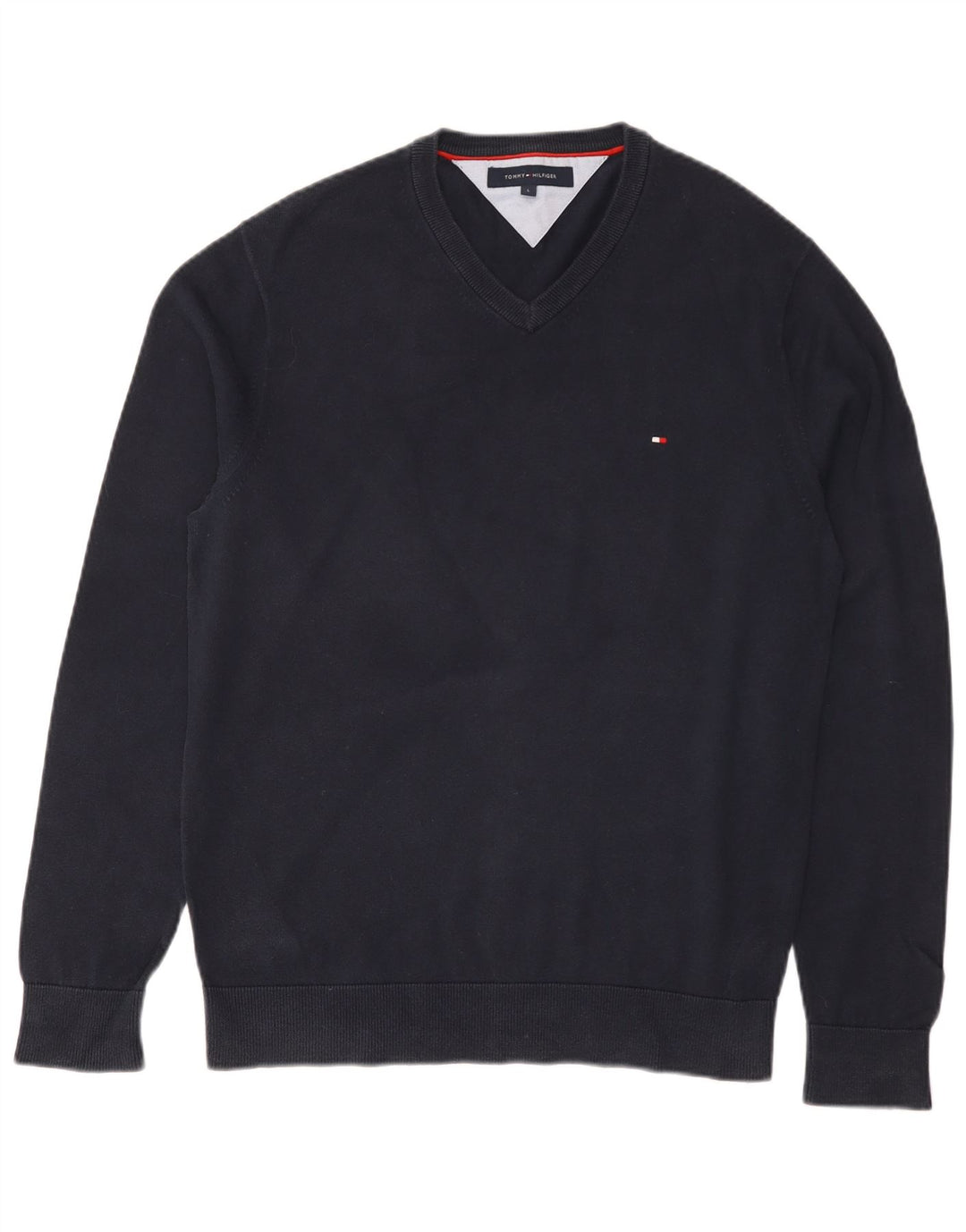 Maglione maglione con scollo a V vestibilità regolare da uomo Tommy Hilfiger grande blu navy