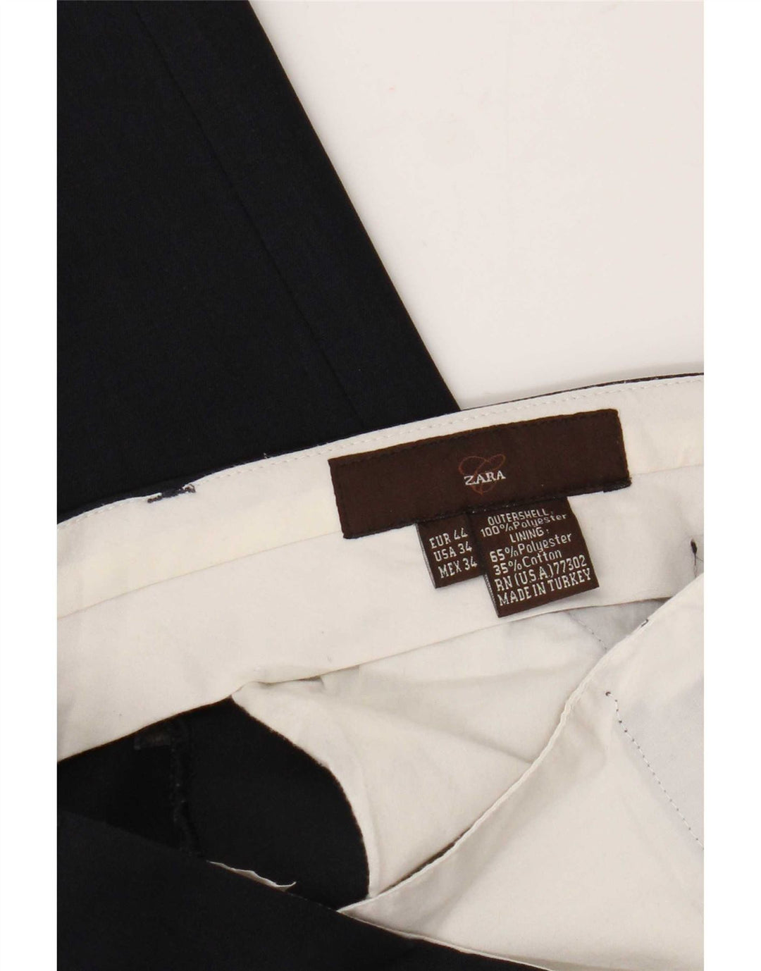 Pantaloni da abito dritti da uomo Zara EU 44 Large W34 L29 poliestere blu navy