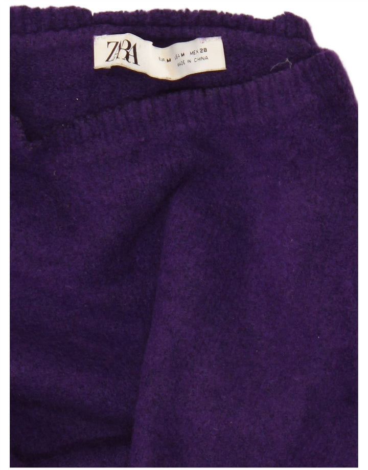 Maglione corto girocollo da donna Zara UK 14 viola medio
