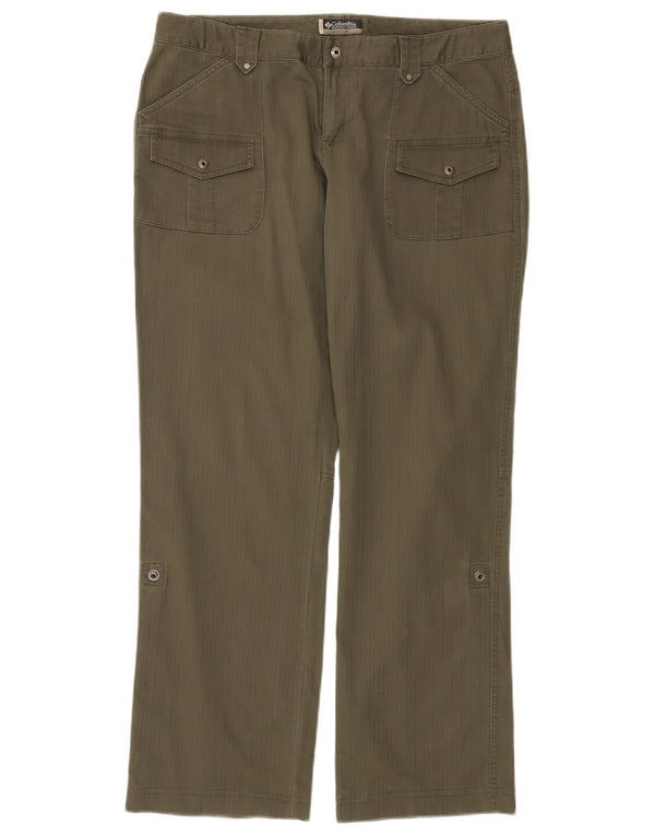 Pantaloni casual dritti da donna COLUMBIA US 12 Large W34 L31 a righe kaki