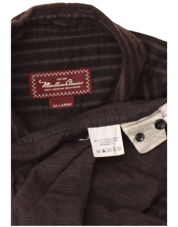 Camicia da uomo Marlboro Classics 2XL Cotone a righe marroni