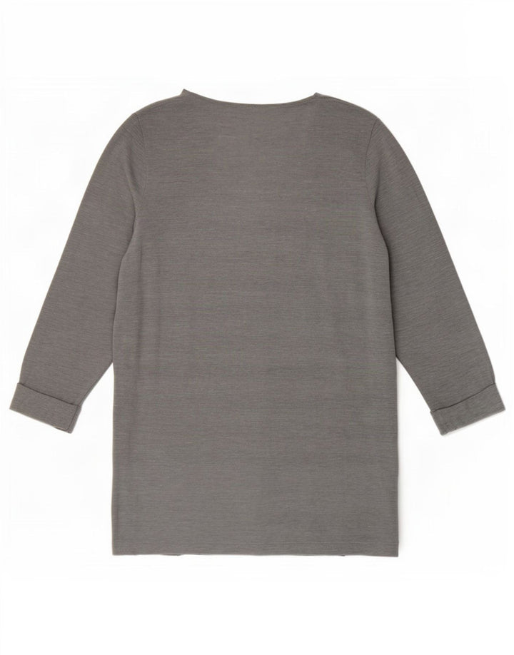 Marks & Spencer Top da donna manica 3/4 UK 14 Poliestere a righe grigio medio