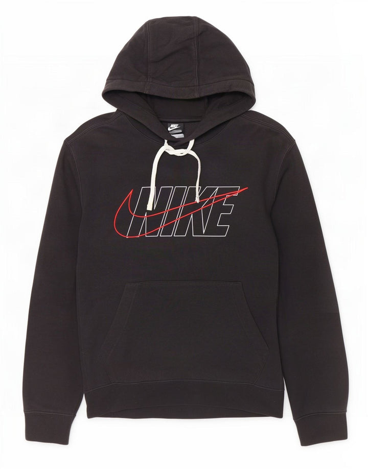 Felpa con cappuccio grafica Nike da uomo piccola in cotone nero