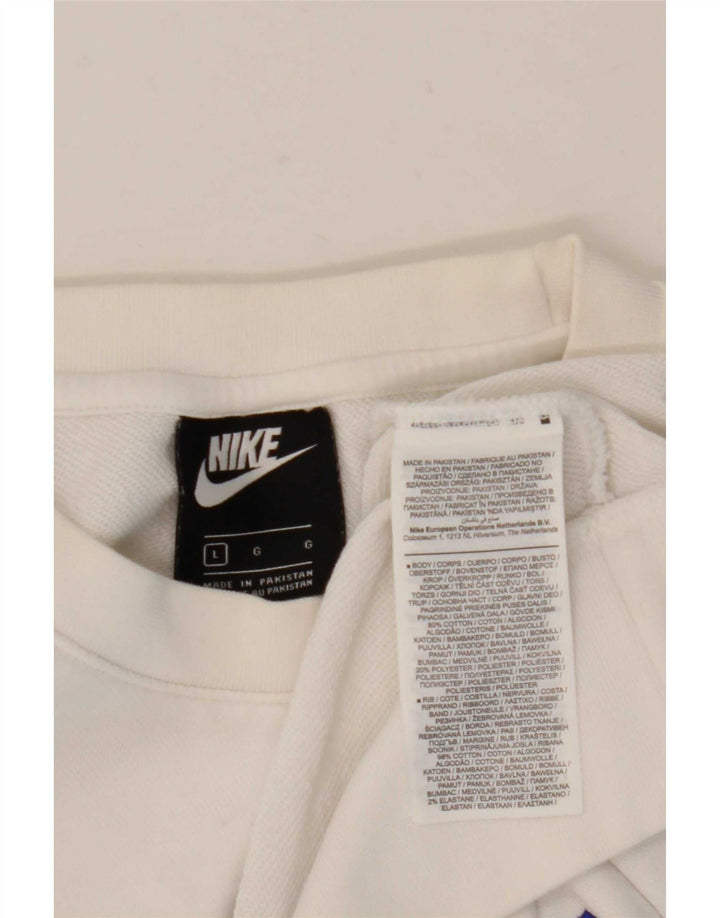 Felpa grafica Nike da uomo, maglione grande, cotone bianco