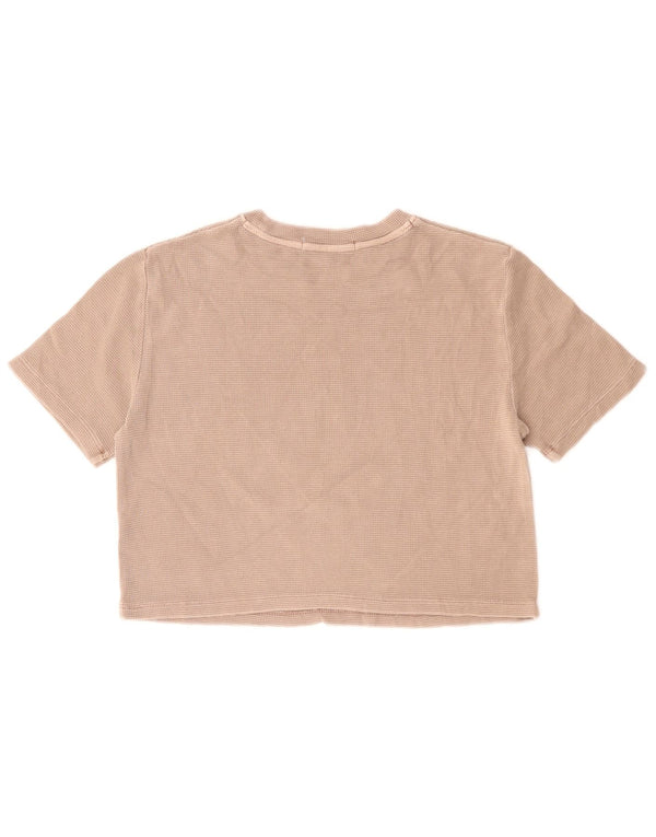 CALVIN KLEIN JEANS T-shirt corta da donna Top UK 10 Small Beige Cotone