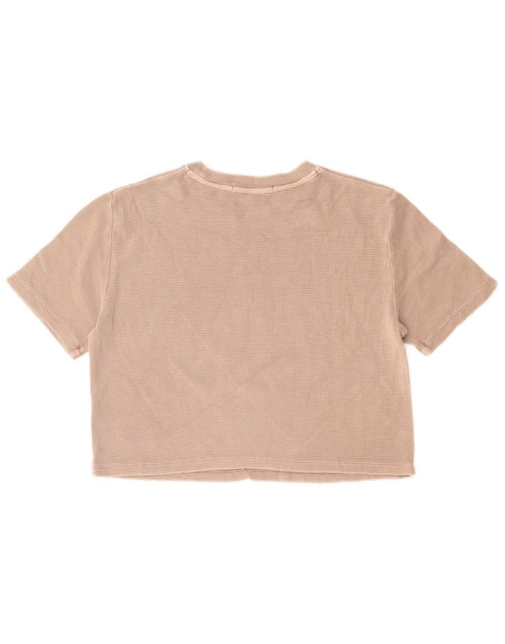 CALVIN KLEIN JEANS T-shirt corta da donna Top UK 10 Small Beige Cotone