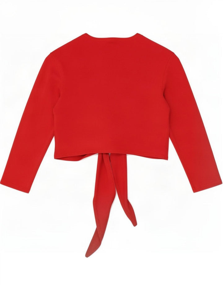 Top corto da donna Marks & Spencer con maniche a 3/4 e allacciatura frontale UK 14 rosso medio