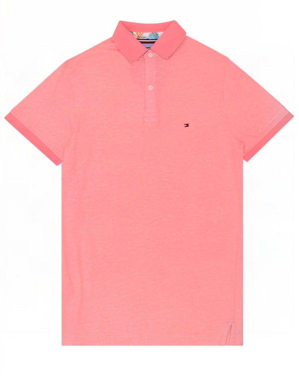 Polo da uomo vestibilità regolare Tommy Hilfiger in cotone rosa medio