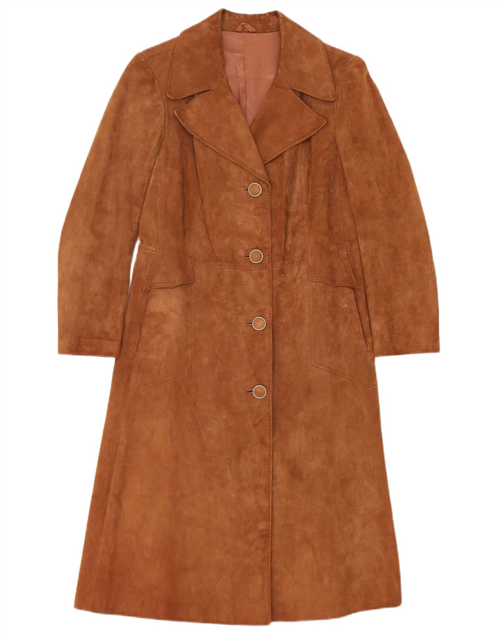 Soprabito vintage da donna in pelle scamosciata IT 44 in pelle marrone medio