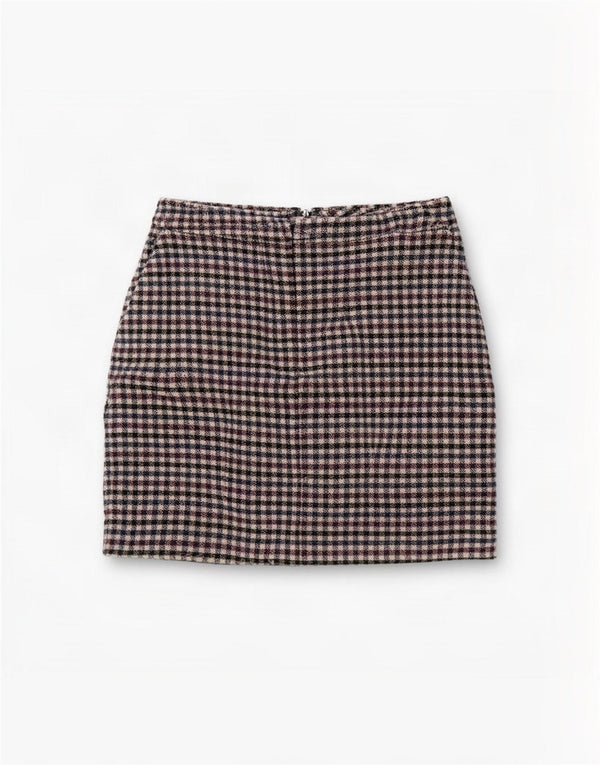 Minigonna da donna Marks & Spencer UK 10 piccola W29 acrilico a quadretti bordeaux