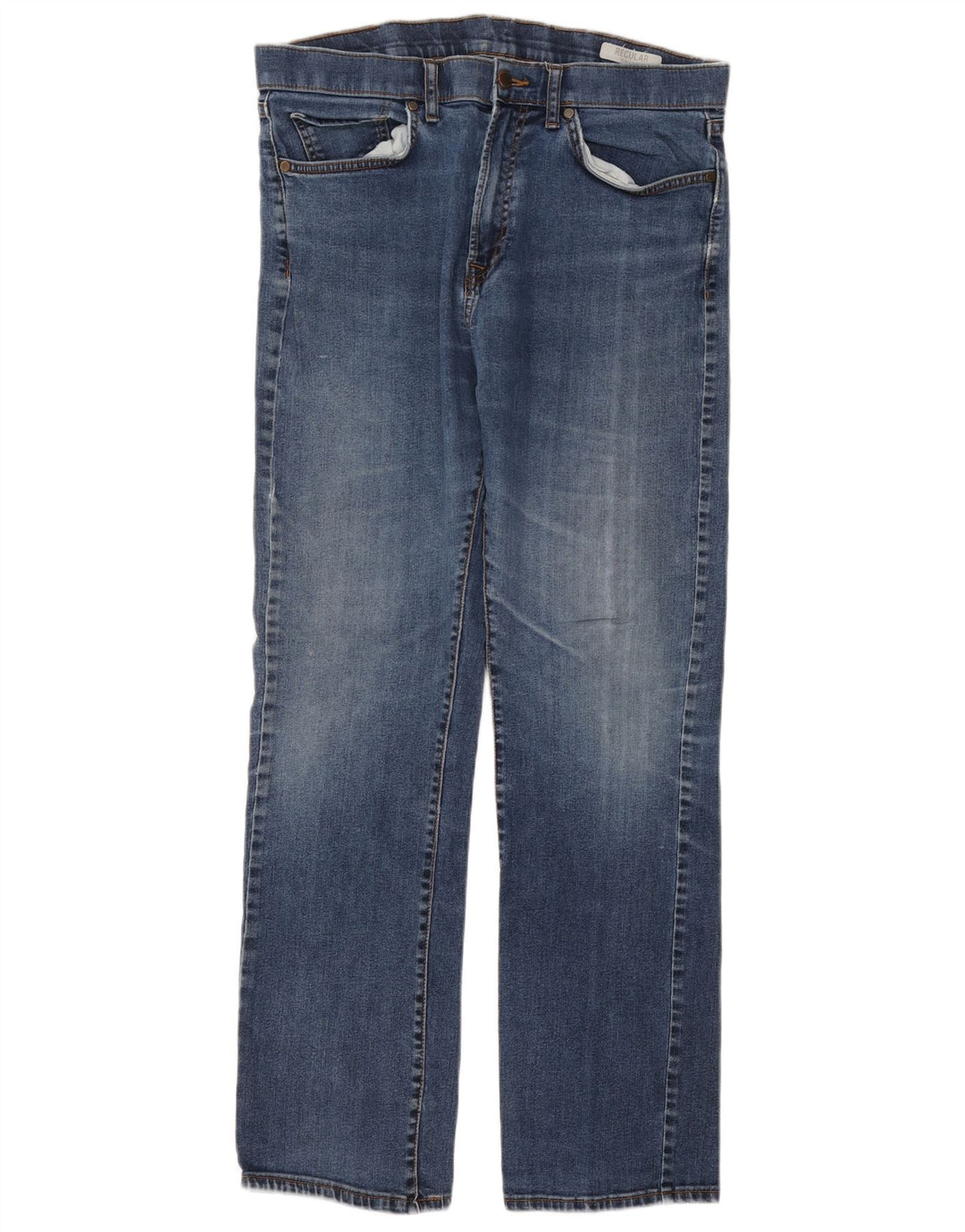 Jeans dritti regolari da uomo Marks & Spencer W36 L33 cotone blu