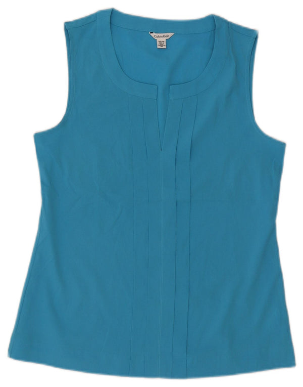 Top camicetta senza maniche da donna Calvin Klein UK 6 XS poliestere blu