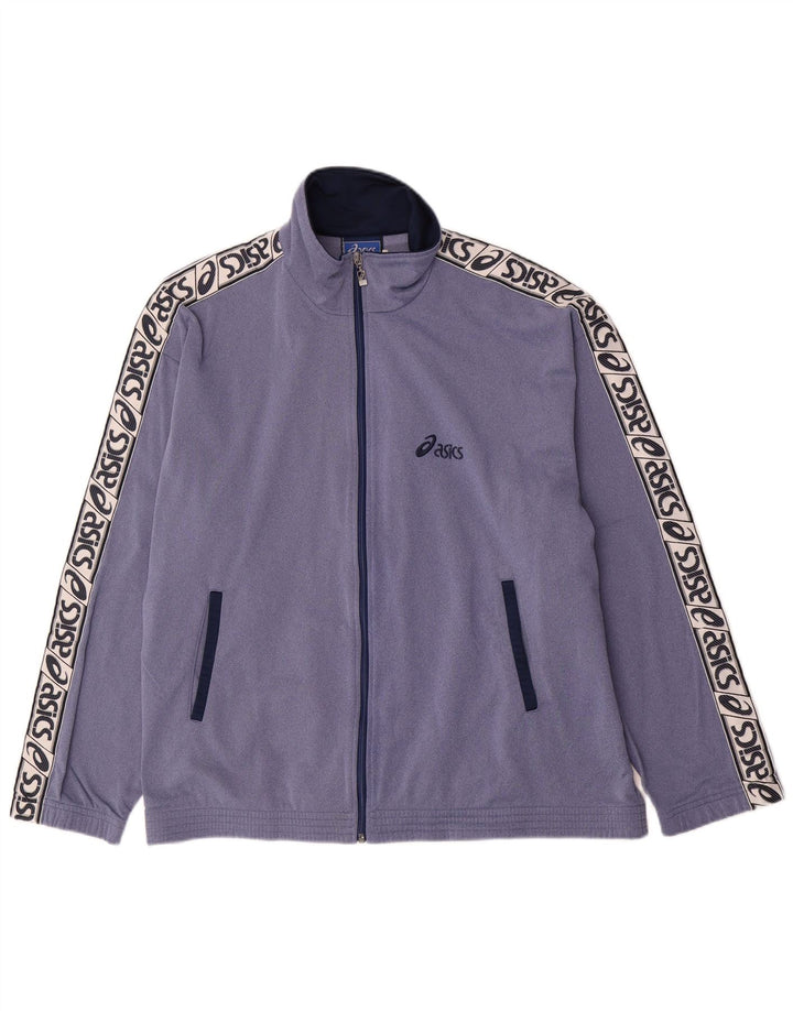 Giacca sportiva da uomo con grafica Asics, giacca grande, color block blu