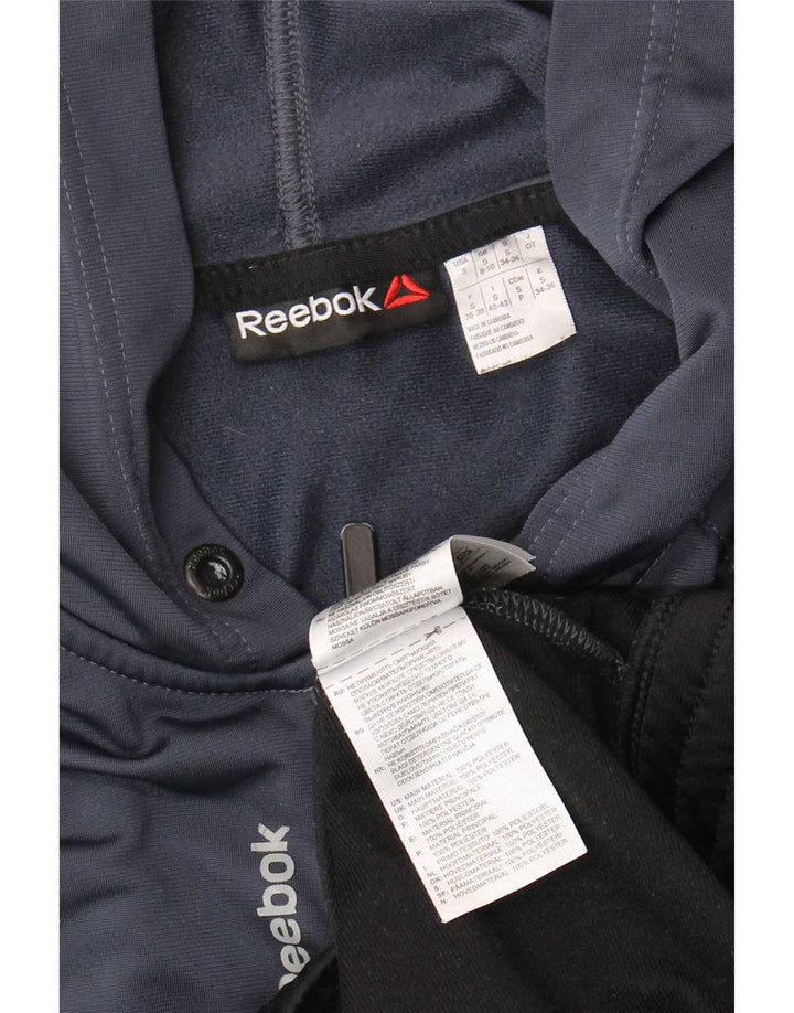 Maglione con cappuccio e zip da donna Reebok UK 8/10 Small Grigio Colourblock Poliestere