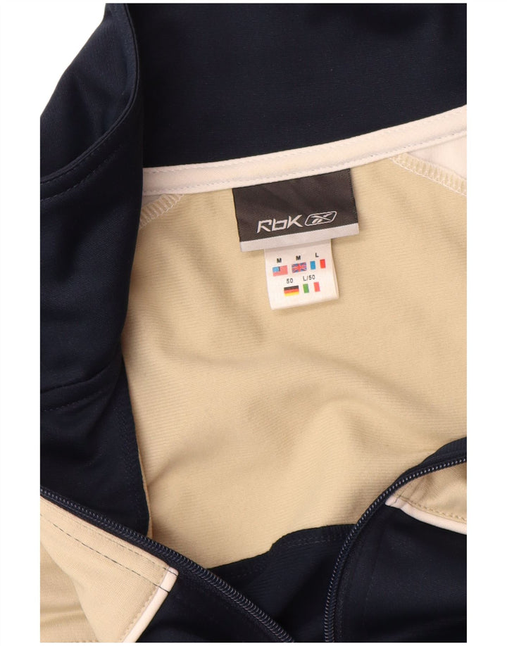 REEBOK Giacca da tuta da uomo in poliestere color block medio blu navy