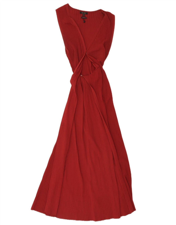 Massimo Dutti Abito lungo senza maniche da donna UK 12 Viscosa rossa media