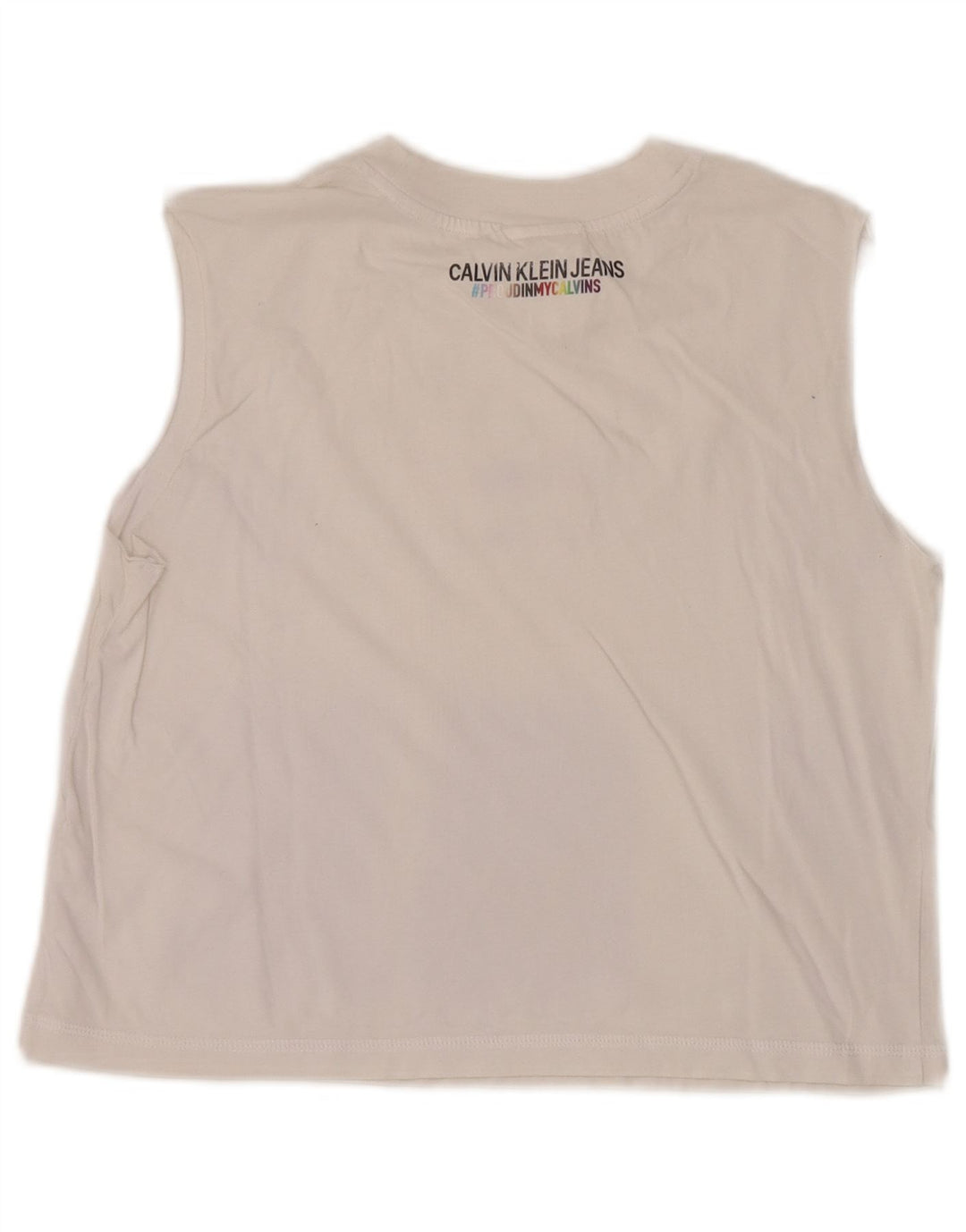 Canotta grafica corta da donna Calvin Klein UK 12 medio bianco
