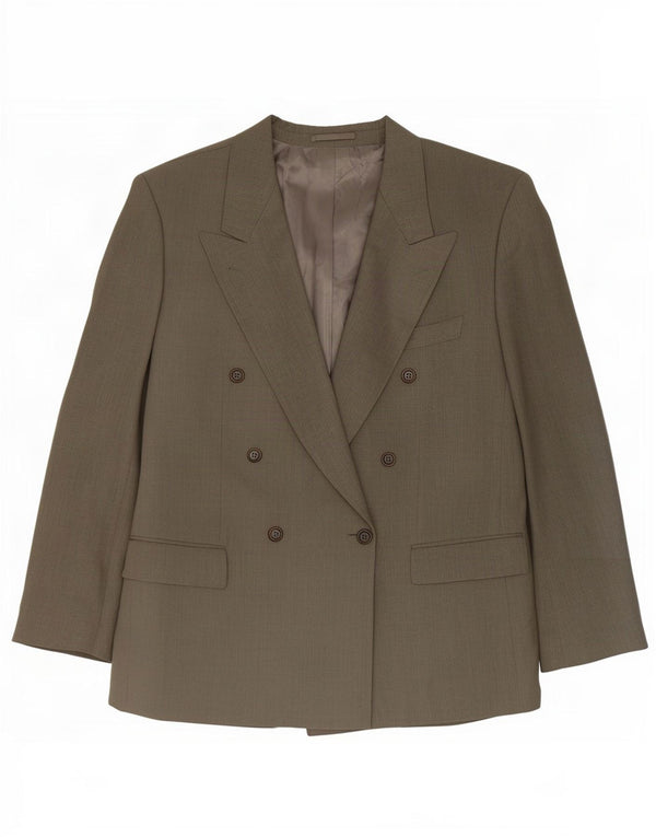 Hugo Boss Mens Double Breasted Blazer Jacket EU 54 2XL Grey Wool