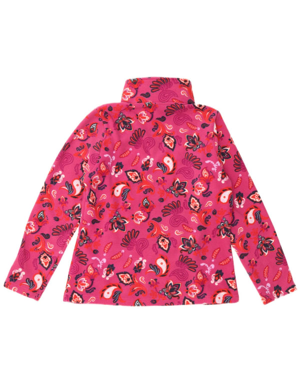 Giacca in pile da donna VINTAGE IT 46 Large Poliestere floreale rosa