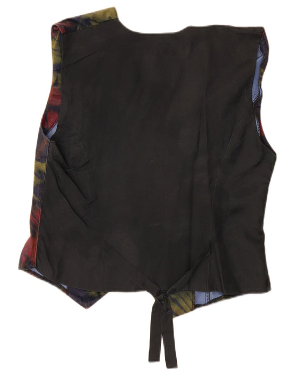 Gilet da donna VINTAGE UK 12 medio blu navy floreale