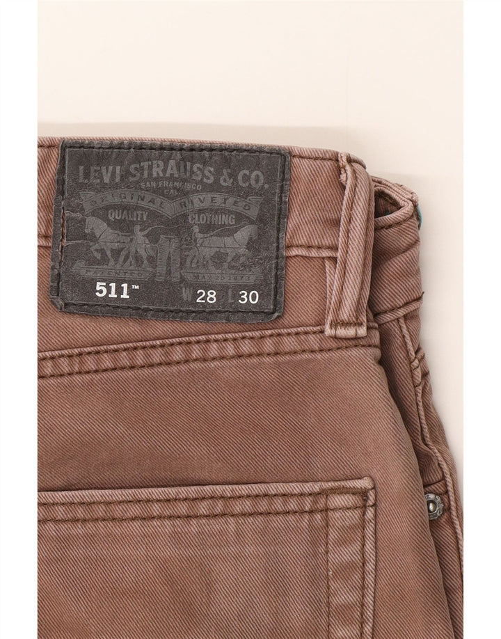 Levi's Uomo 511 Slim Jeans W28 L30 Cotone Marrone