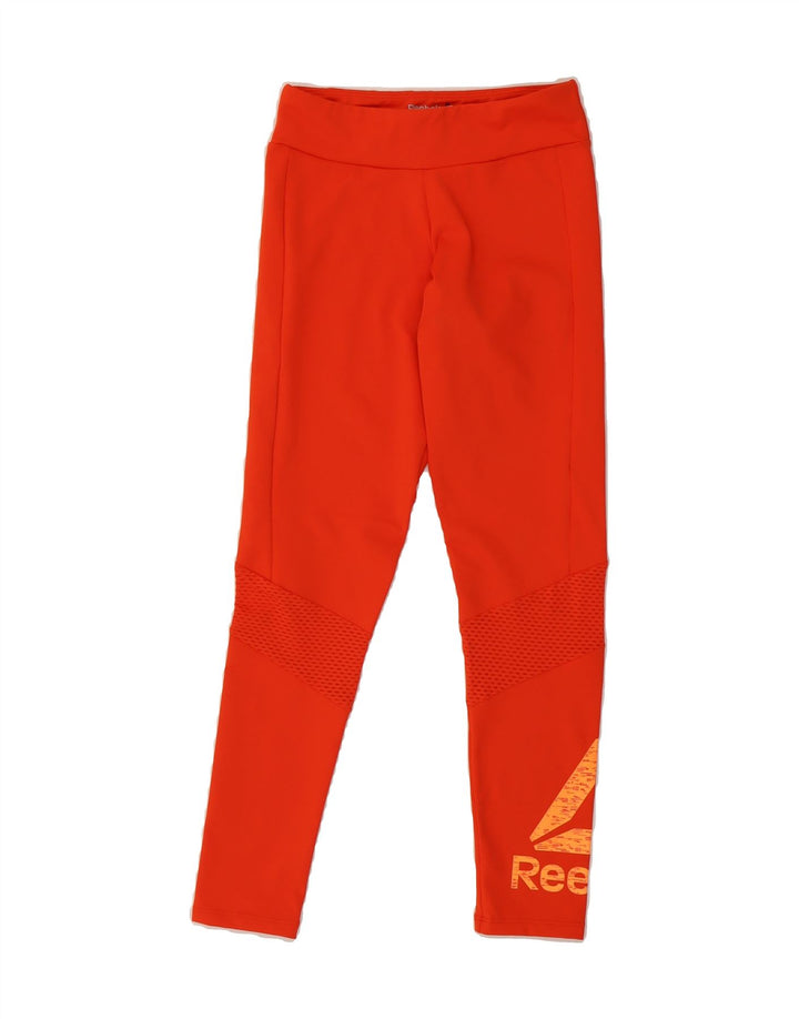 REEBOK Womens Graphic Leggings UK 6 XS Red Polyester Vintage Reebok and Second-Hand Reebok from Messina Hembry 