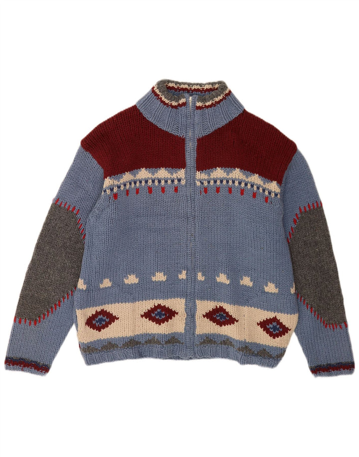 S.Moritz Maglione cardigan fatto a mano da uomo Grande novità in lana geometrica blu