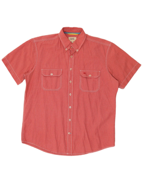 Camel Active Mens Short Sleeve Shirt Large Red Check Cotton