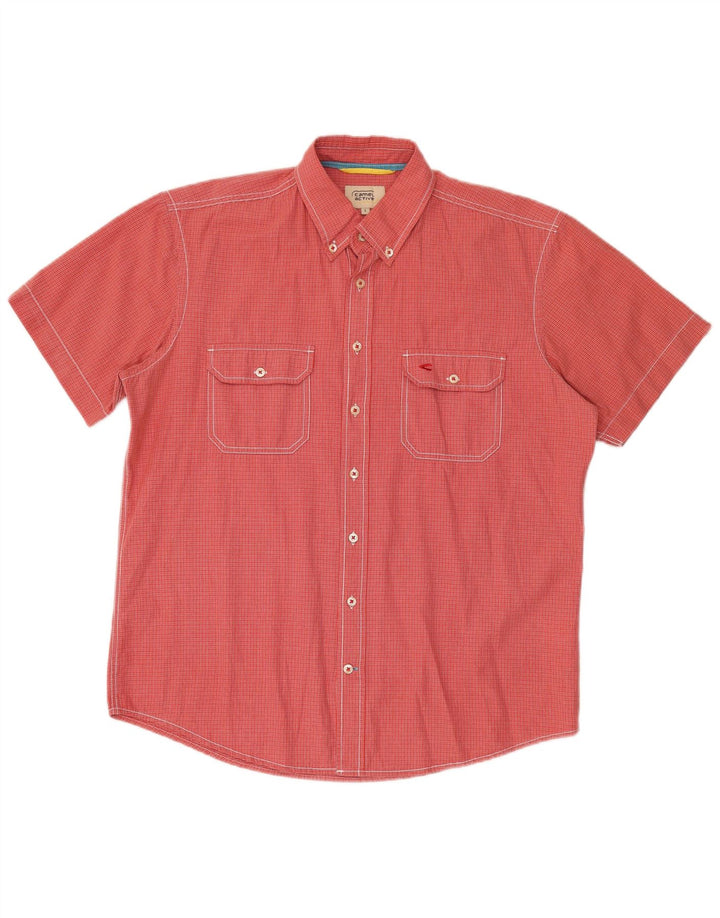 Camicia a maniche corte da uomo Camel Active in cotone a quadri rossi grandi