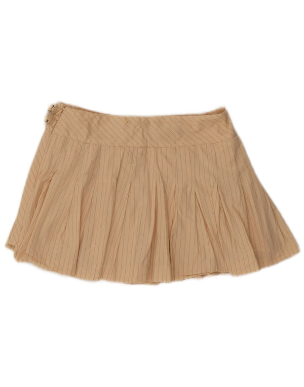 Gonna mini avvolgente da donna Zara media W28 cotone gessato beige