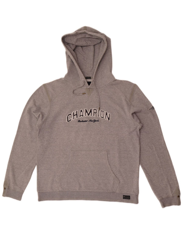 Felpa con cappuccio grafica da uomo Champion XL in cotone chiazzato grigio