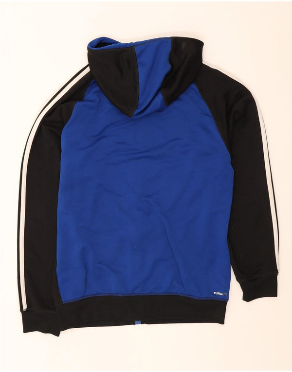 Maglione con cappuccio e zip Adidas Climalite da uomo, poliestere color block medio nero