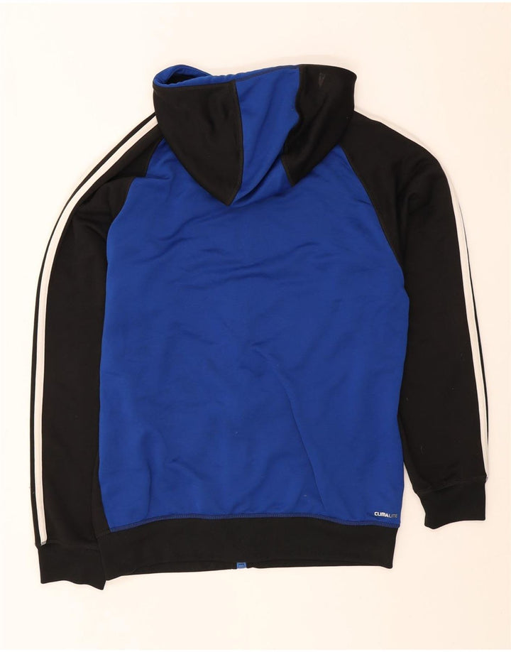 Maglione con cappuccio e zip Adidas Climalite da uomo, poliestere color block medio nero