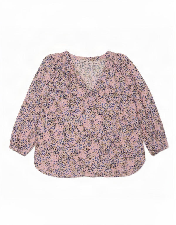 NRBY Womens Loose Fit 3/4 Sleeve Blouse Top UK 14 Medium Pink Spotted