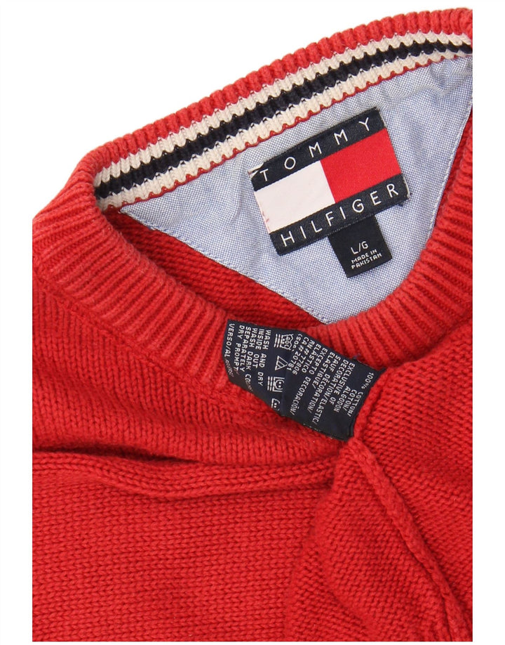 TOMMY HILFIGER Maglione maglione girocollo da uomo grande cotone rosso