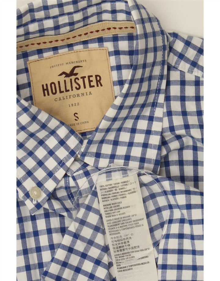 Camicia Hollister da uomo Small in cotone a quadretti blu