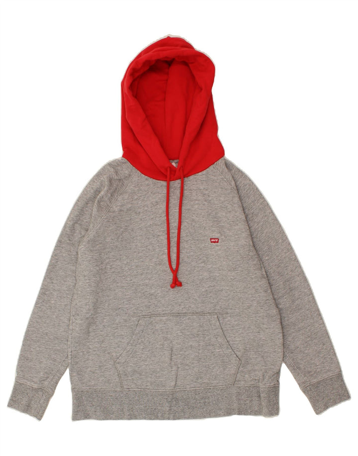 LEVI'S Mens Hoodie Jumper Medium Grey Colourblock Cotton Vintage Levi's and Second-Hand Levi's from Messina Hembry 