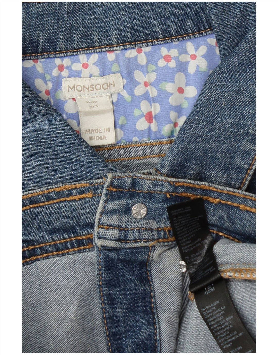 MONSOON Girls Denim Jacket 11-12 Years Blue Cotton