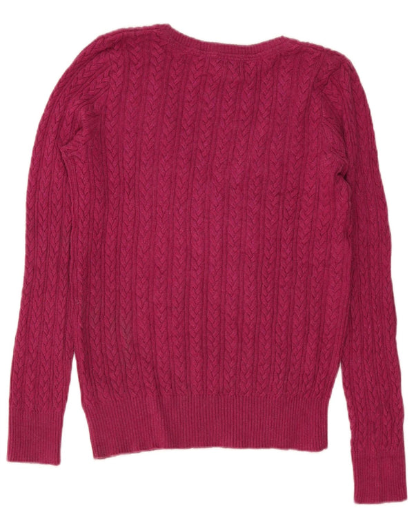 Maglione da donna con scollo a V Eddie Bauer UK 14 Cotone rosa medio