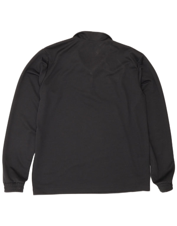 Adidas Uomo Zip Collo Top Manica Lunga Grande Nero Poliestere Sportivo