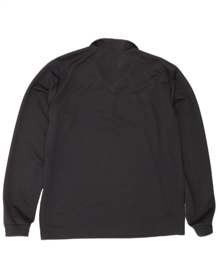 Adidas Uomo Zip Collo Top Manica Lunga Grande Nero Poliestere Sportivo