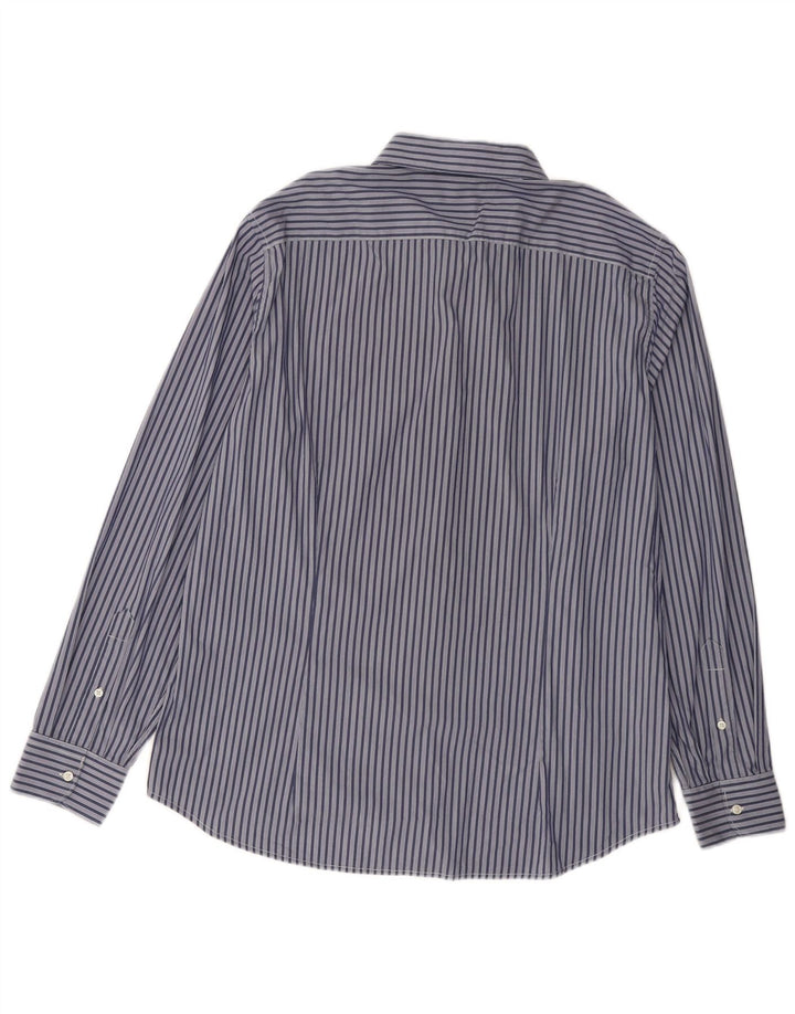 Camicia Uomo Benetton 2XL Cotone Gessato Blu Navy