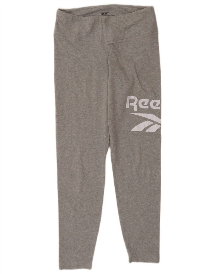 Leggings grafici da donna Reebok UK 12/14 Cotone grigio medio