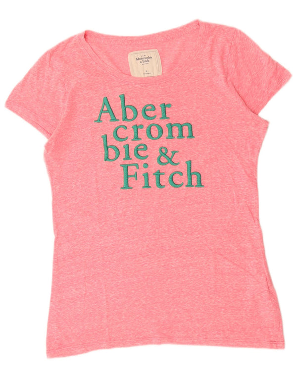 T-shirt grafica da donna Abercrombie & Fitch UK 12 Rosa medio chiazzato