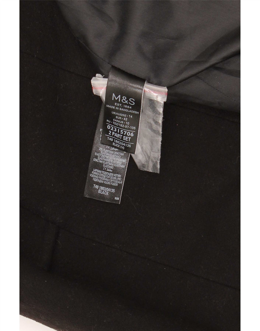 Cappotto da donna Marks & Spencer UK 14 grande poliestere nero
