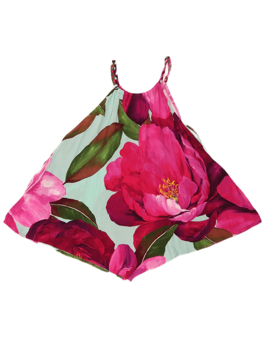 DESIGUAL Top asimmetrico da donna con scollo all'americana UK 14 medio floreale multicolore